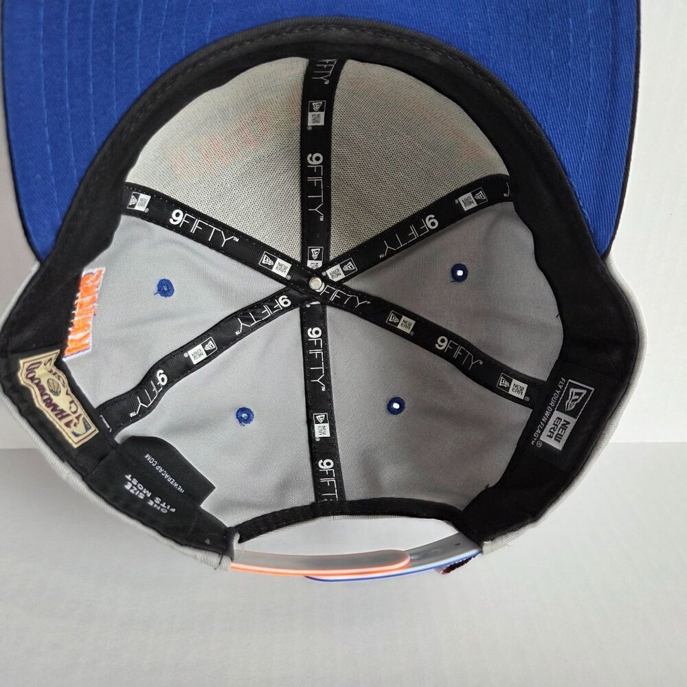New York Knicks Hat Cap Snapback Gray New Era 9Fifty Hardwood Classics Big Logo - Picture 10 of 14